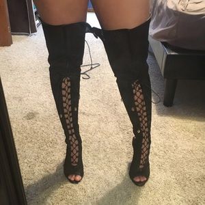 Black Thigh High Heels